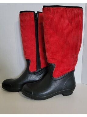 THE Original Muck Red Corduroy Tall Rain Boots